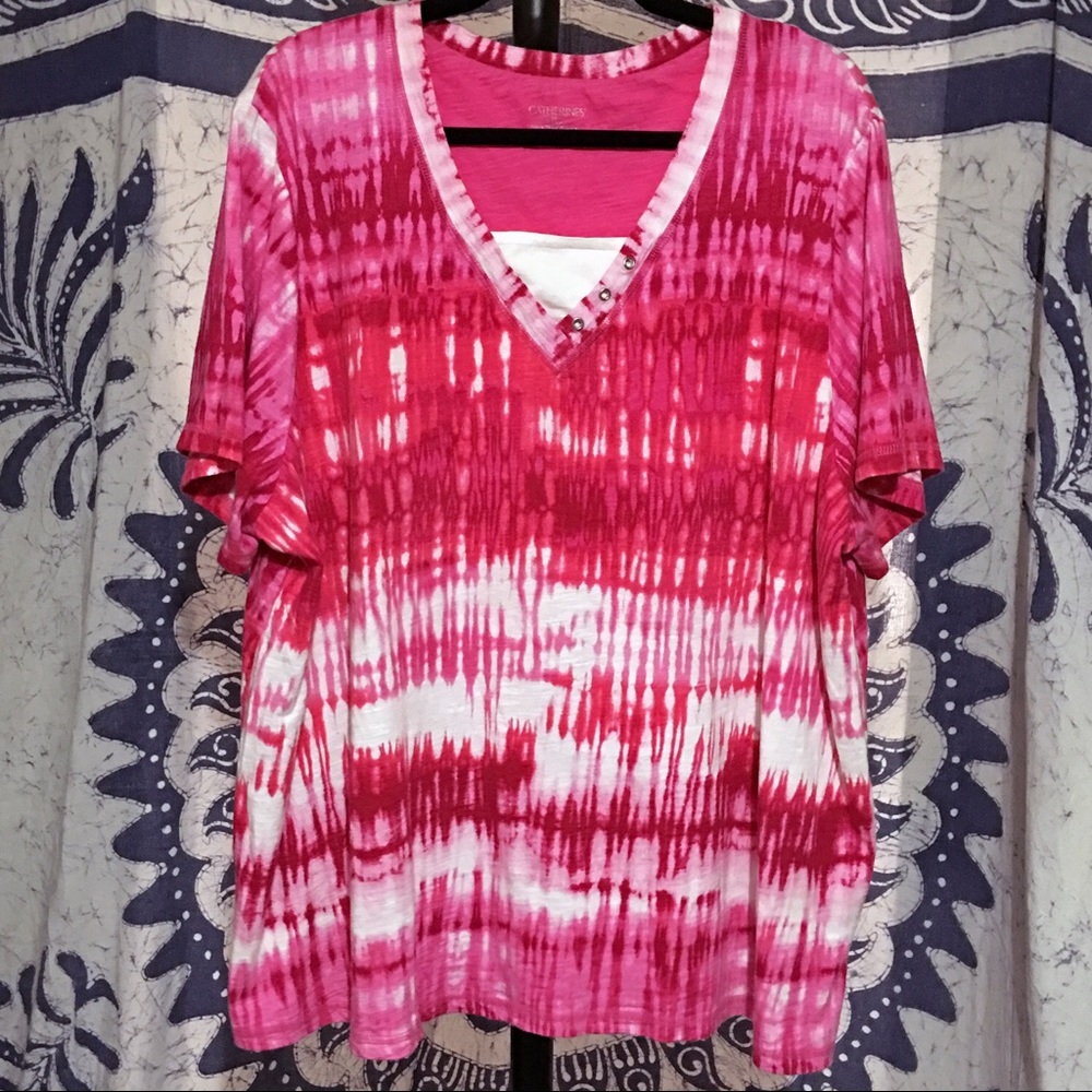 Catherine’s Pink Tie Dye Top 2X 22 24